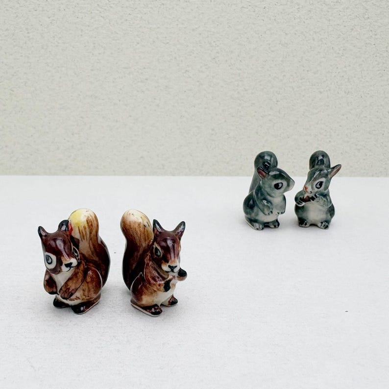 Hand-Painted Ceramic Squirrel Figurines: Woodland Decor Collectibles image 1