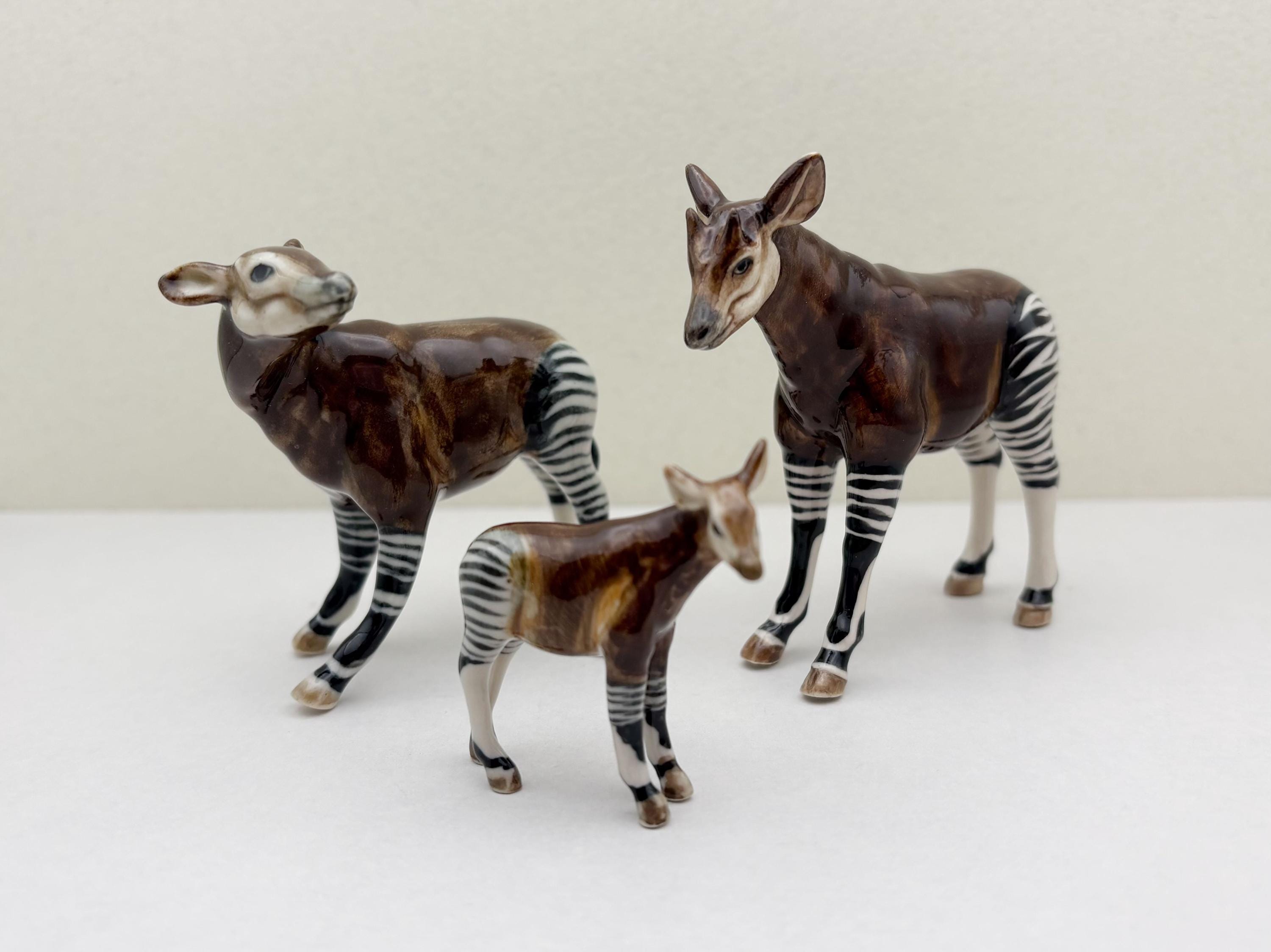 Set of 3 Okapi Okapia Ceramic Figurine Animal Johnstoni Statue - Etsy