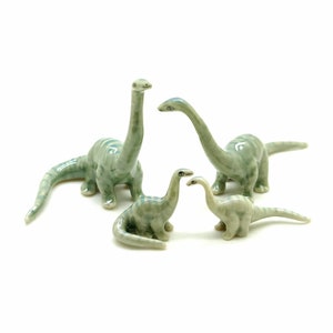 Set of 4 Dinosaur Brachiosaurus Ceramic Figurine Animal Statue