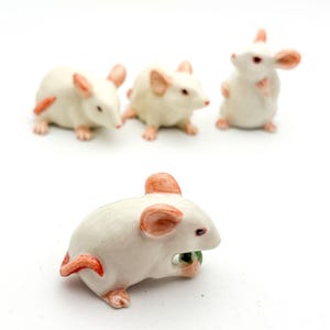 White Ceramic Mouse Figurine: Pet Lover Gift, Collector Decor