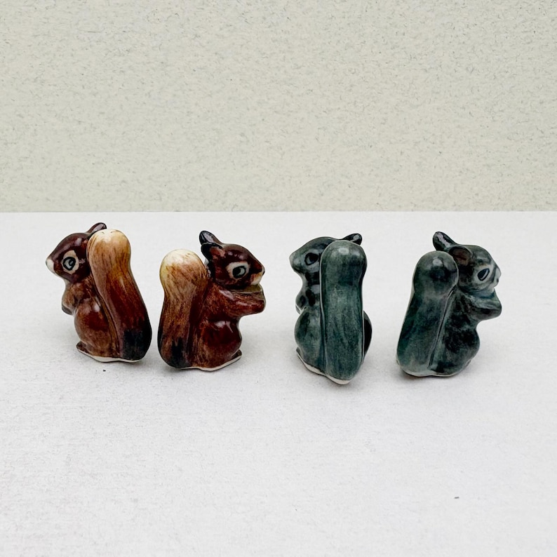 Hand-Painted Ceramic Squirrel Figurines: Woodland Decor Collectibles image 6