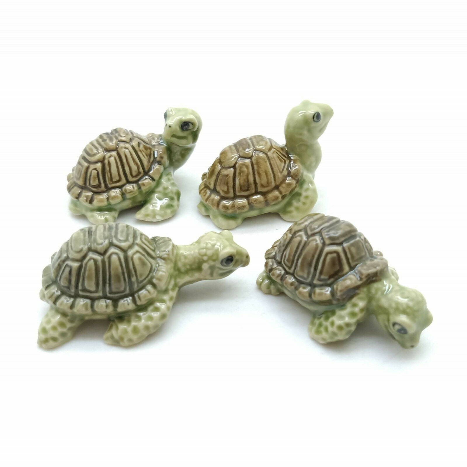 Hand-Painted Ceramic Turtle Figurines: Set of 4, Thailand Decor