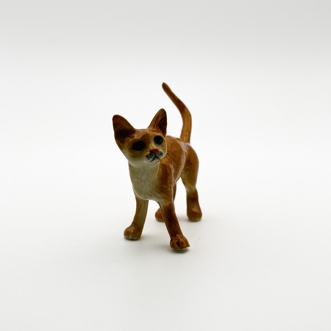 Handcrafted Miniature Orange Tabby Cat Ceramic Figurine, Thin Shape, Gift for Cat Owners, Cat ...
