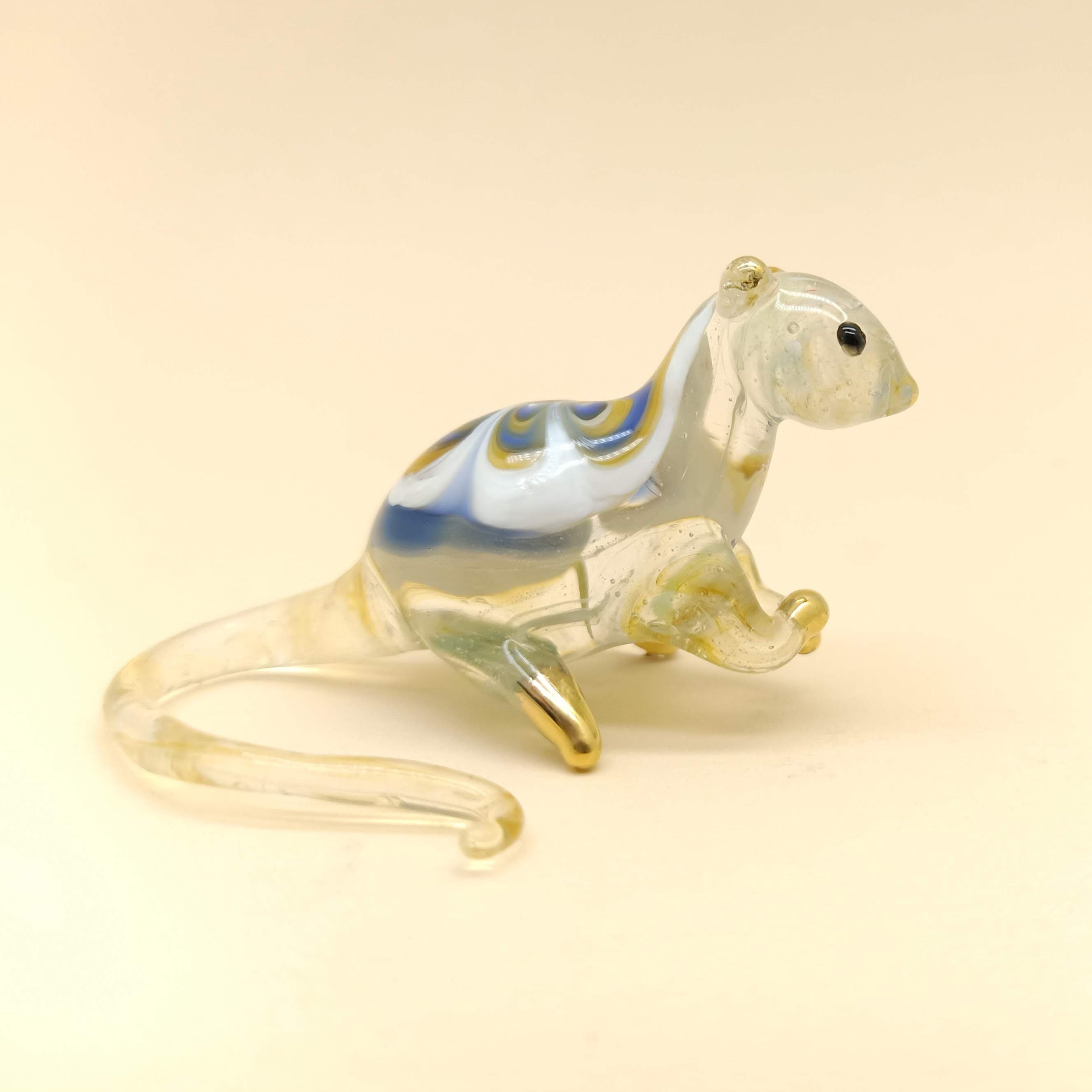 Rat Mouse Mice Glass Figurine Animal Hand Blown Orange Flower GPRA013 