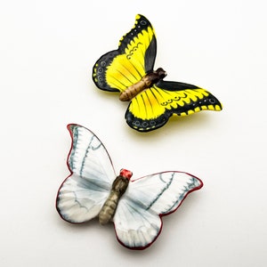 Handcrafted Ceramic Butterfly Figurine: Yellow & Black Home Decor