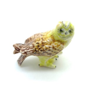 Yellow Owl Bird Ceramic Figurine, Gift for Owl and Bird Lovers, Home Decor Enthusiasts, Nature and Wildlife Advocates