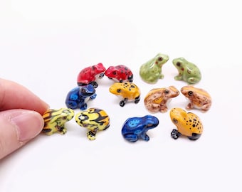 Handcrafted Ceramic Frog Miniatures: Fairy Garden Decor (Set of 2)