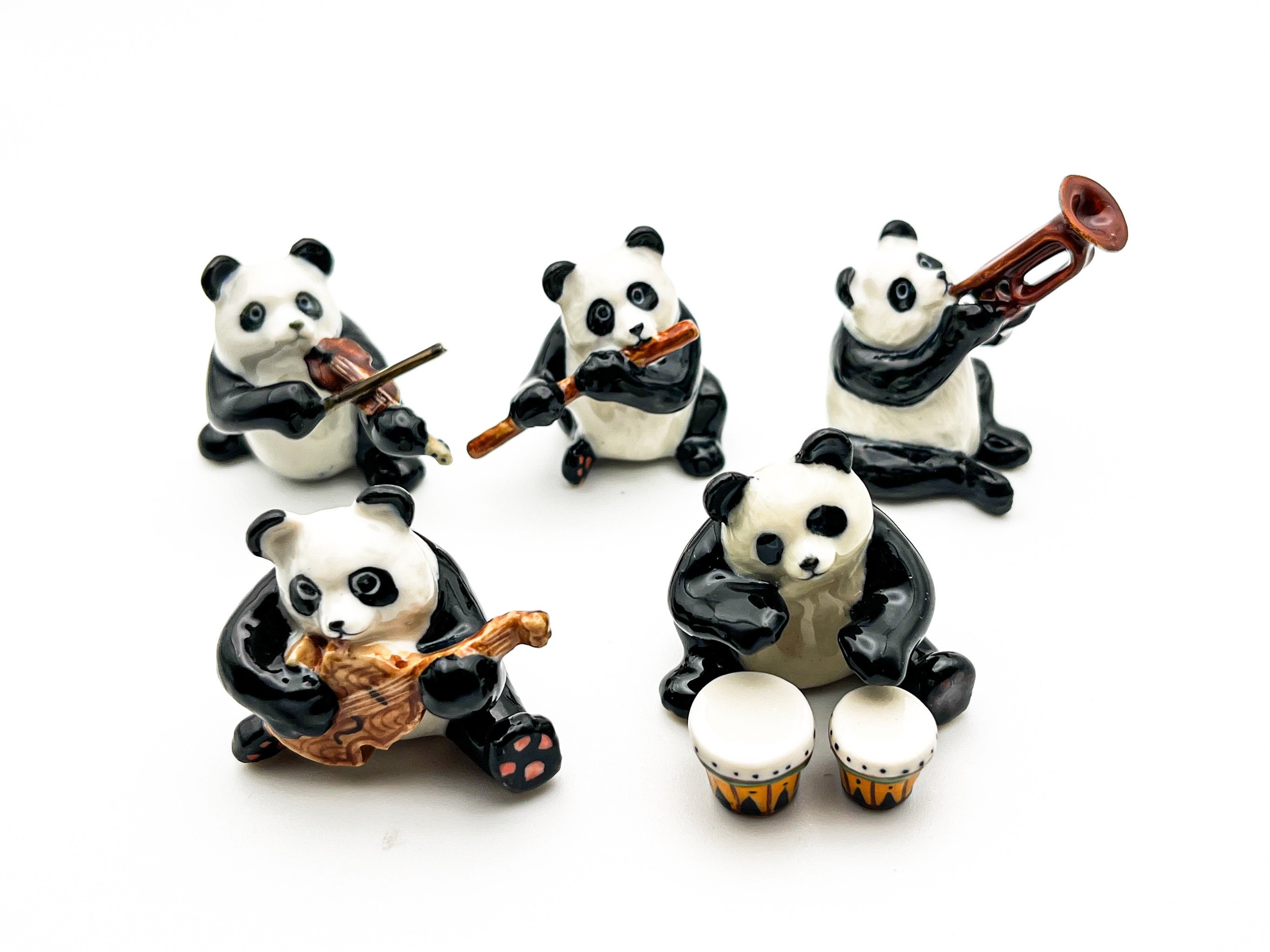 Hand-painted Ceramic Panda Musician Figurine: Collectible Home
