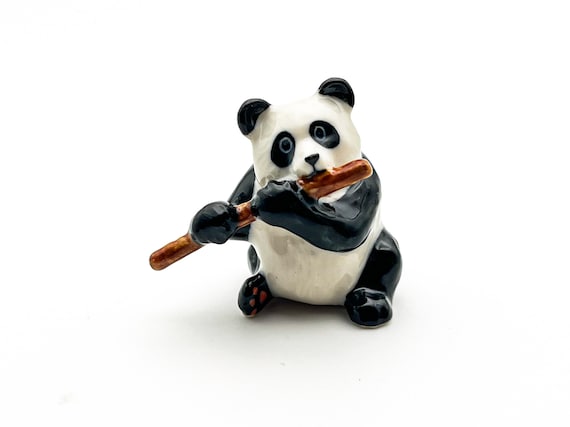 ホビー・楽器・アート PANDA Hand-painted Ceramic Panda Musician Figurine: Collectible Home