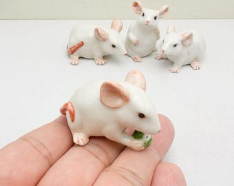 白い陶器のネズミの置物：ペット愛好家へのギフト、コレクター向けの