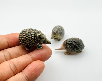 Ceramic Hedgehog Miniatures: Woodland Animal Figurines, Set of 3