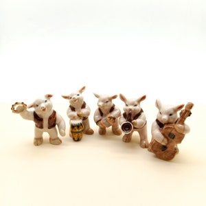 Pink Pig Ceramic Figurine Animal Miniature Musical