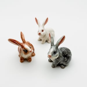 Cute Ceramic Rabbit Bunny Miniature Figurine Statue | Home Dollhouse Decoration