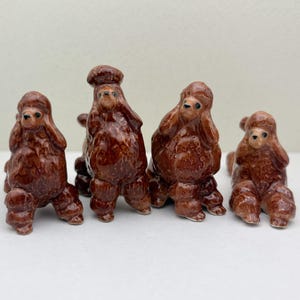 Adorable Ceramic Poodle Figurines – Handmade Brown Dog Statues, Home Decor Accents, Pet Collectibles, 4 Pose Styles to Choose