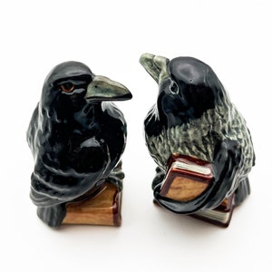 Rätselhafte Raben-Keramikfigur - zweifarbige Optionen, Bücherregal-Dekor-Ideen, Geschenke für Vogelliebhaber