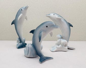 イルカの陶器彫刻 ノリタケ Noritake オブジェ 置き物 ユニークな手彫りの突然変異したイルカのミニチュア |コレクター向けの