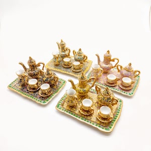 Miniature Ceramic Teapot Set: Hand-Painted Thai Benjarong Porcelain