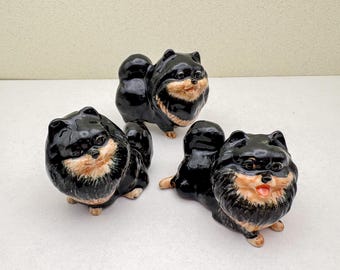 Glossy Ceramic Pomeranian Figurines: Dog Lover Gift, Shelf Decor