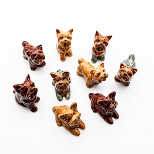 Set of 3 Yorkshire Terrier Dogs Ceramic Figurines Animal Miniature Statue, Gift for Dog Lovers, Yorkie Owners