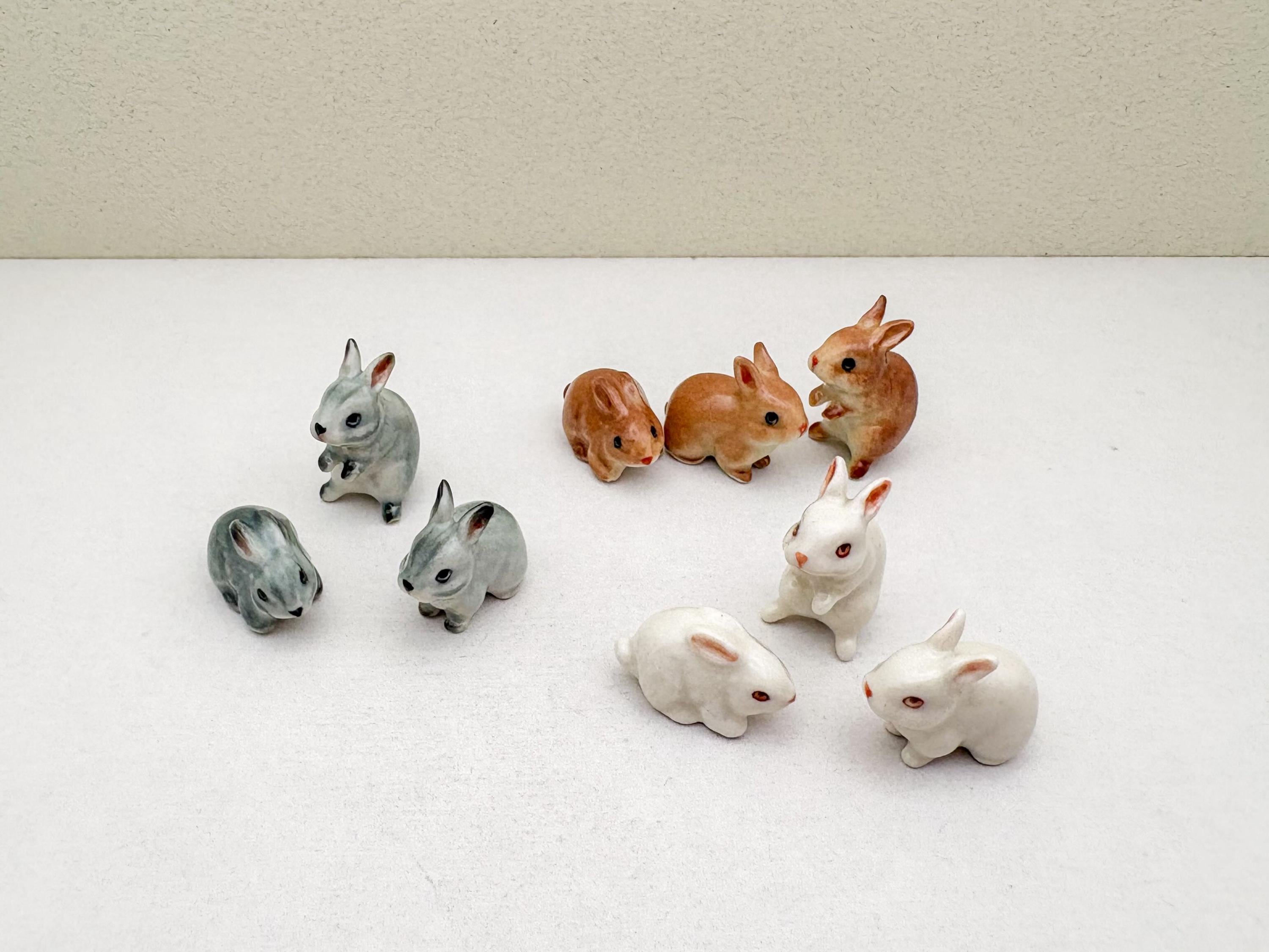 Tiny Ceramic Rabbit Figurines: Hand-painted Dollhouse Miniatures, Set ...