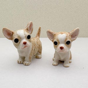 Hand-Painted Chihuahua Ceramic Figurine Set: Collectible Dog Statues