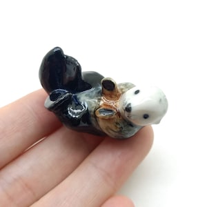 Hand-Painted Ceramic Otter Miniature: Small Wildlife Decor Gift
