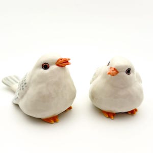 Handmade Ceramic Robin Figurines: Cottagecore Home Decor Set