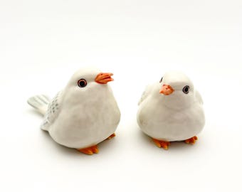 Handmade Ceramic Robin Figurines: Cottagecore Home Decor Set