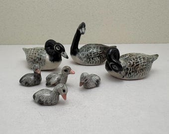ガチョウ 鳥 鳥の置物 陶器 動物 ミニチュア 家族 彫像