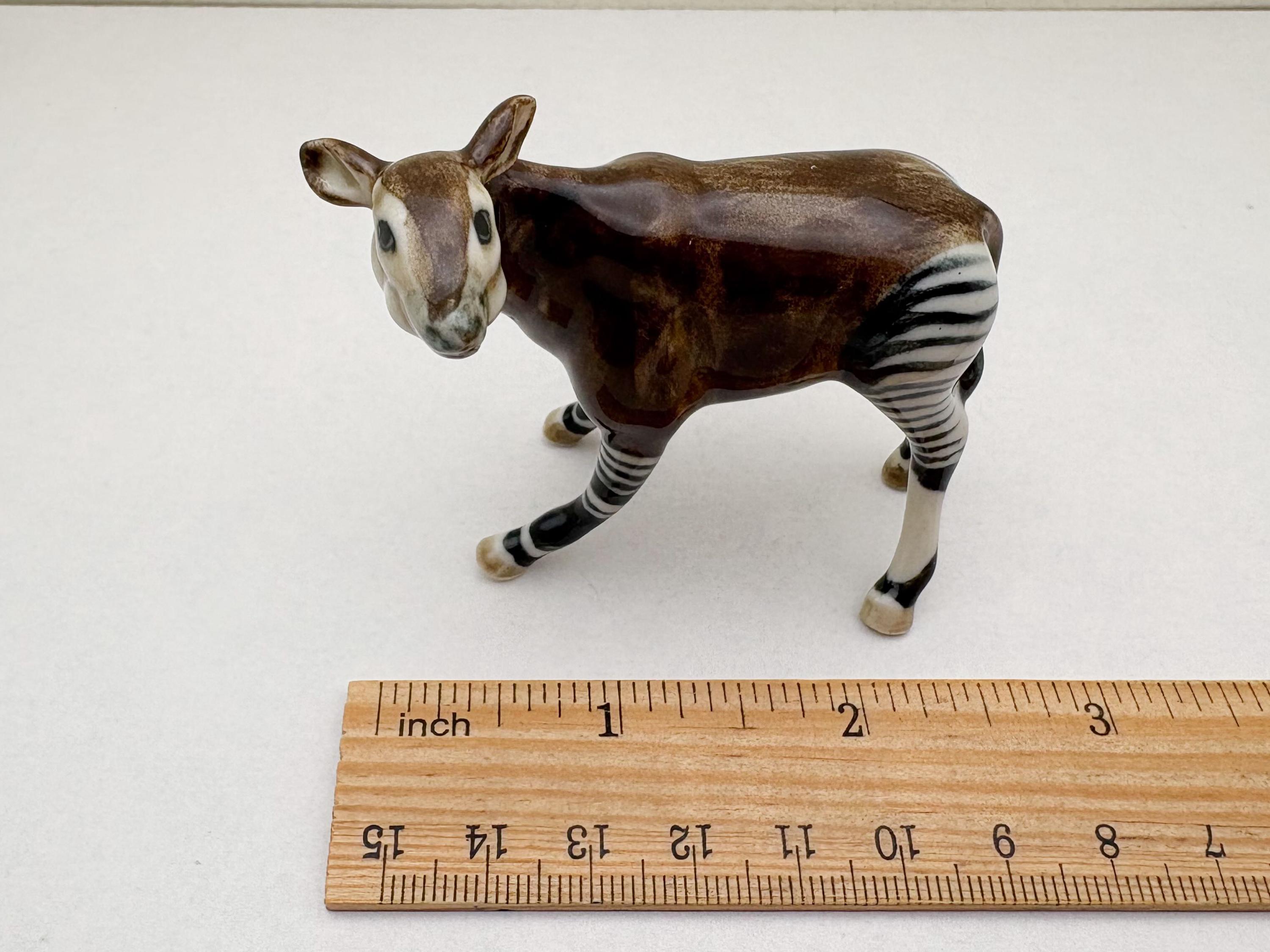 Set of 3 Okapi Okapia Ceramic Figurine Animal Johnstoni Statue