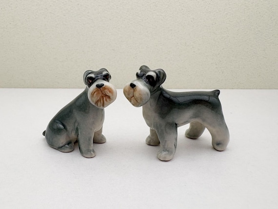 セラミック製シュナウザーの置物セット：手作りの犬の装飾品 - Etsy 日本