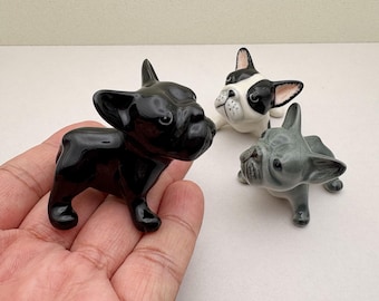 フレンチブルドッグのフィギュア、高品質の陶器素焼き、すぐに絵付け