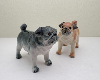 Ceramic Standing Pug Figurine – Hand-Painted Collectible in Fawn or Black - 5cm tall