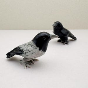Ceramic Raven and Crow Miniature Figurines: Mystic Home Decor