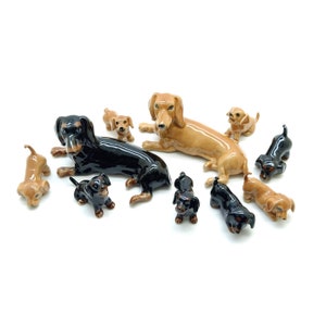 Charming Ceramic Dachshund Set: Perfect Home Decor & Unique Gift for Weiner Dog Lovers - Adorable Family Figurines to Brighten Your Space!