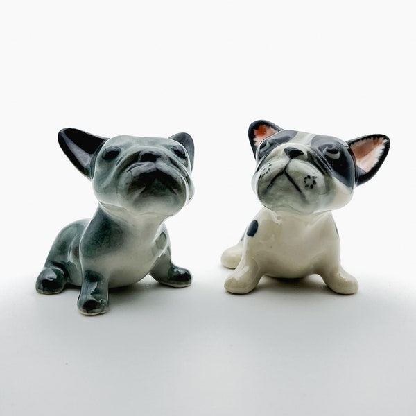 Hand-painted French Bulldog Figurine | Miniature Ceramic Collectible, Gift for Frenchie Owners, Dog Lover, Good for Home Decor, Office Decor