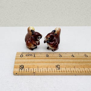 Hand-Painted Ceramic Squirrel Figurines: Woodland Decor Collectibles Brown