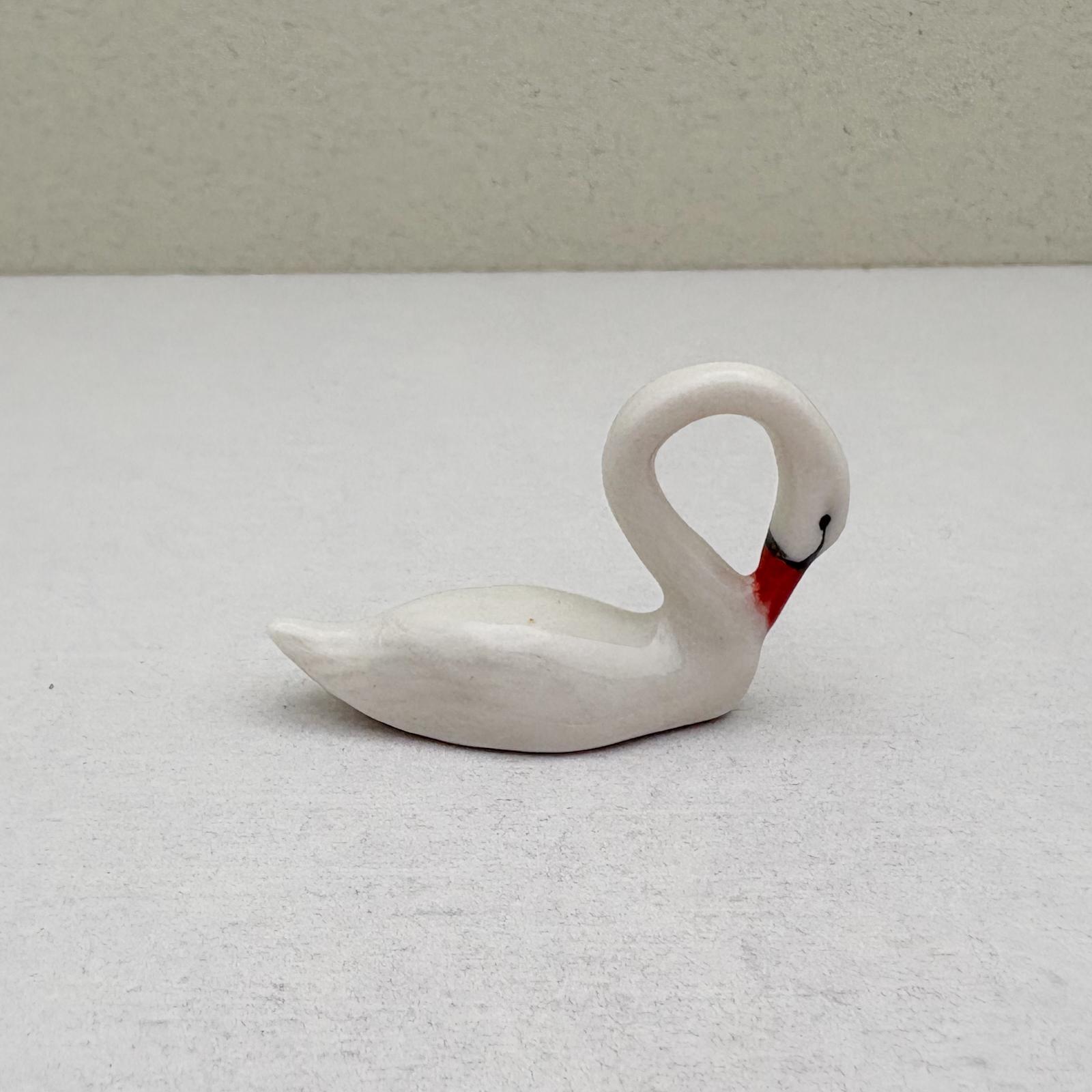 Tiny Swan Miniature Decor | Hand-painted Ceramic Bird Figurine - Etsy