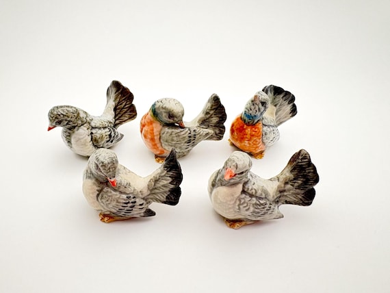 陶器製鳩の置物：手描きの鳥好きへのギフト、5個セット - Etsy 日本