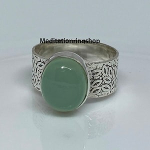 Chalcedony Band Ring, 925 Sterling Silver, Designer Band Ring, Handmade Ring, Gift For Her, Chalcedony Gemstone, Women Ring, Christmas Ring,