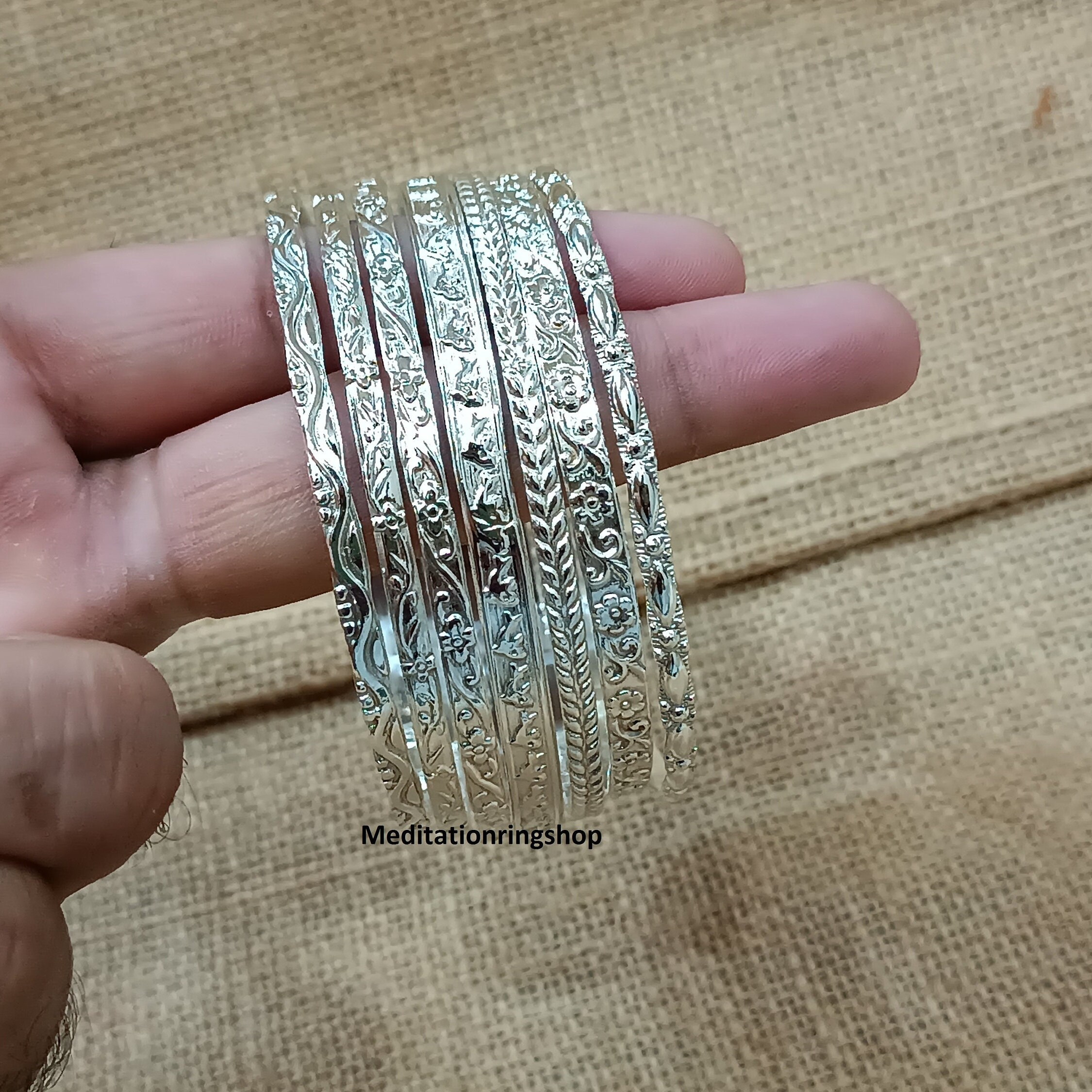 アクセサリー silver 925 simple design bangle Designer Set Of 7 Silver Bangles Solid 925 Sterling Silver
