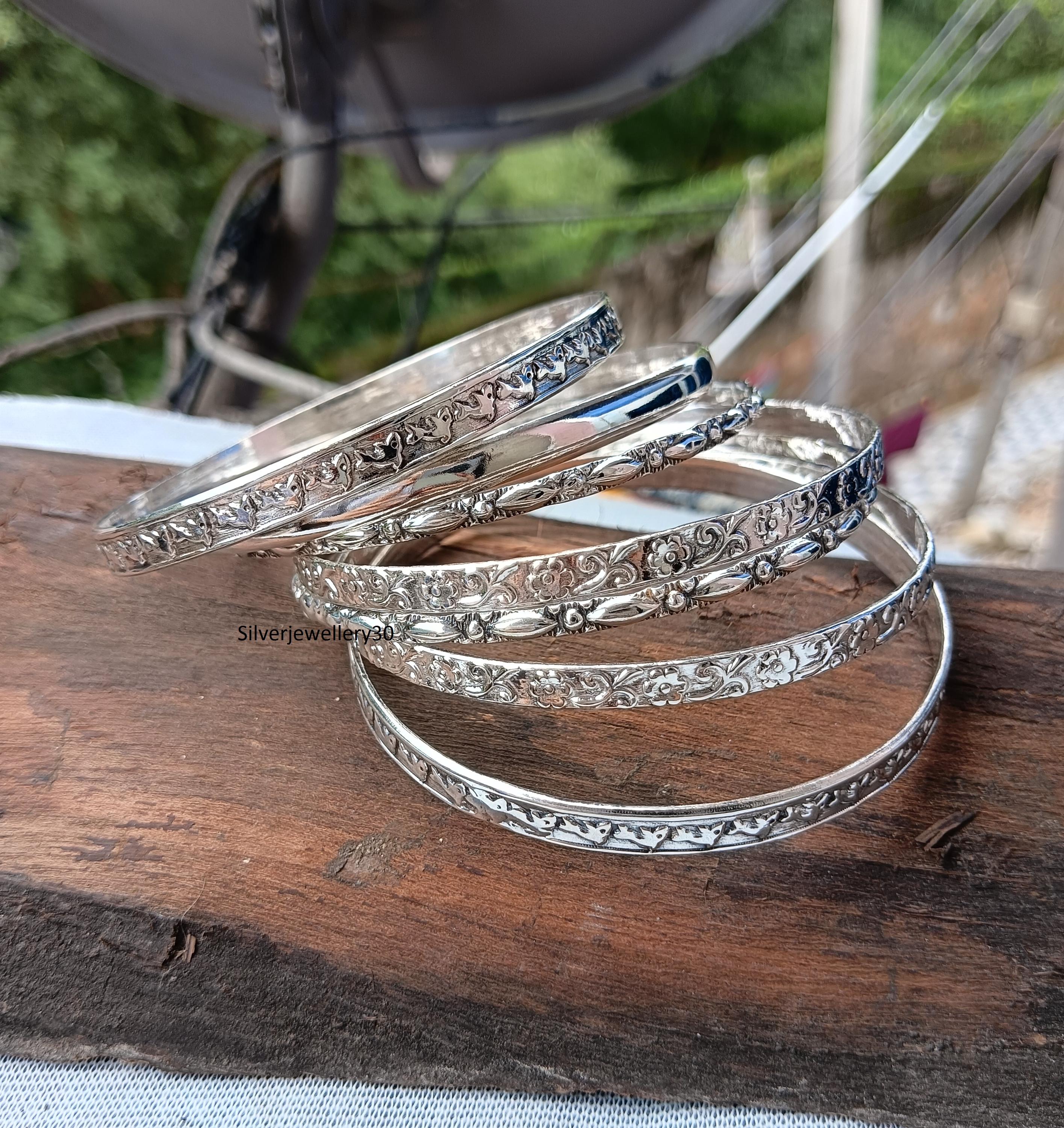 Sterling Silver Bangles, 925 Sterling Silver Bangles, Handmade
