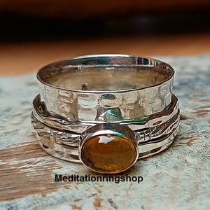 Citrine Gemstone 925 Sterling Silver Ring Spinner Satament Ring Jewelry Ring Maditation Ring Handmade Ring,Statement Ring, Jewelry Gift