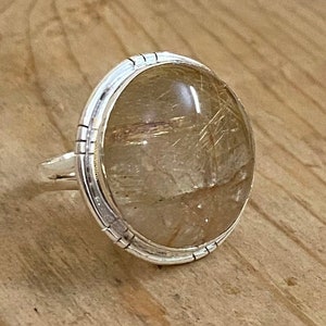 ゴールデンルチル宝石リング/925スターリングシルバーバンドリング/ハンドメイドリング/ステートメントリング/瞑想リング/ギフト/女性用男性用リング/送料無料*