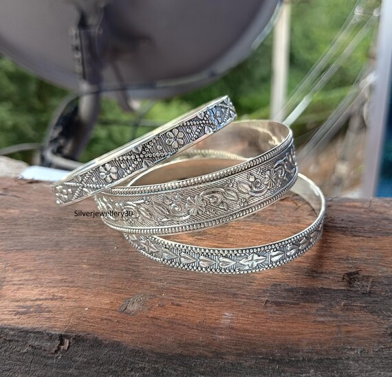 【Genri Lux 925SILVER HAND MADE BANGLE】 Stacking Silver Bangles, Set of Bangles, 925 Sterling Silver