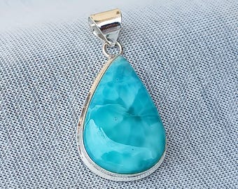 Larimar Pendant, Handmade Pendant, Women Jewelry, Natural Larimar Pendant Gemstone Pendant, 925 Sterling Silver Pendant, Larimar Jewelry,