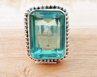Aquamarine  Ring ,Silver Jewelry,925 Sterling Silver Ring, Aquamarine Gemstone Ring ,Women Jewelry,Handmade Jewelry, Christmas Jewelry,