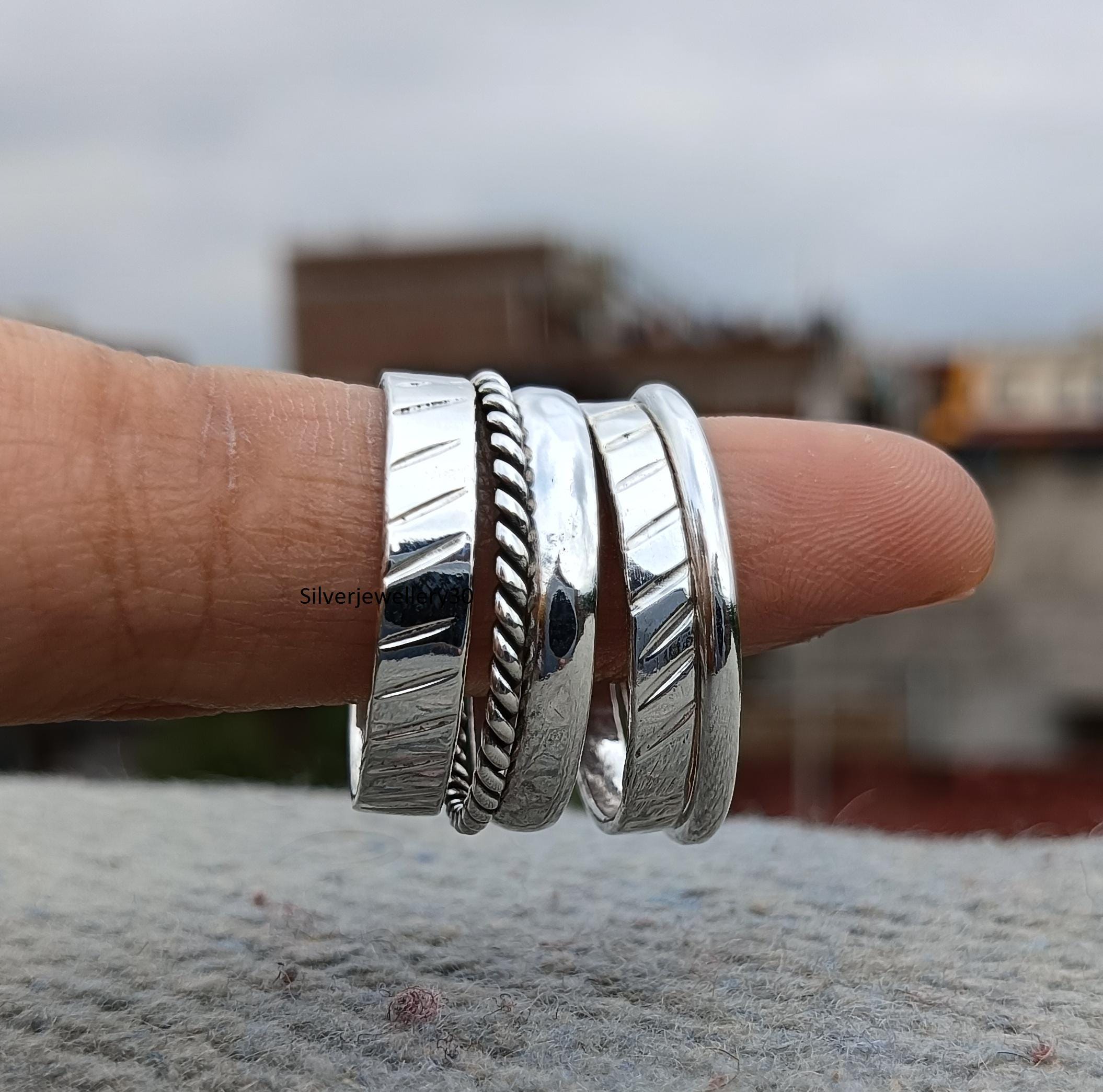 Set of 5 Rings, 925 Sterling Silver Ring, Minimalist Silver Ring