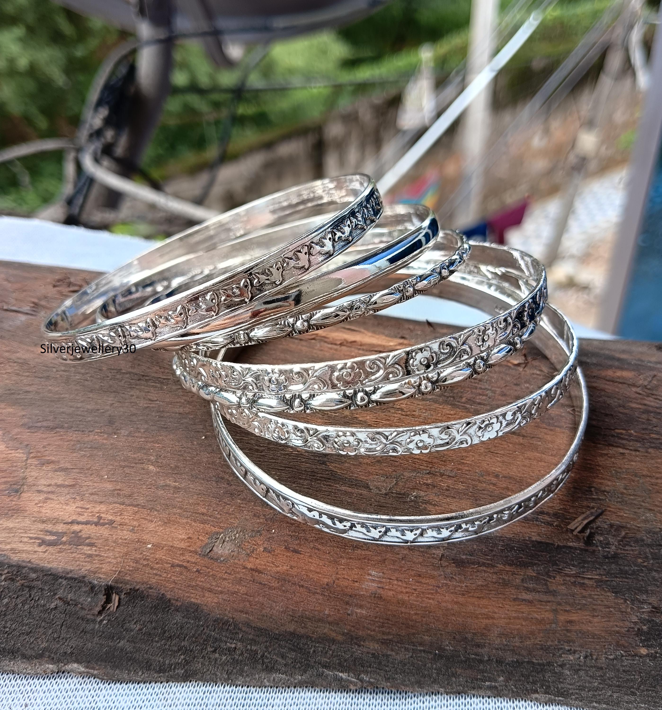 Sterling Silver Bangles, 925 Sterling Silver Bangles, Handmade