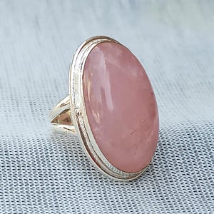 Rose Quartz Ring, 925 Sterling Silver Ring, Natural Rose Quartz Ring, Women Ring, Handmade Ring, Christmas Gift, Gift For Her,